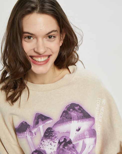 Sweat Fa-Ux imprimé beige/violet