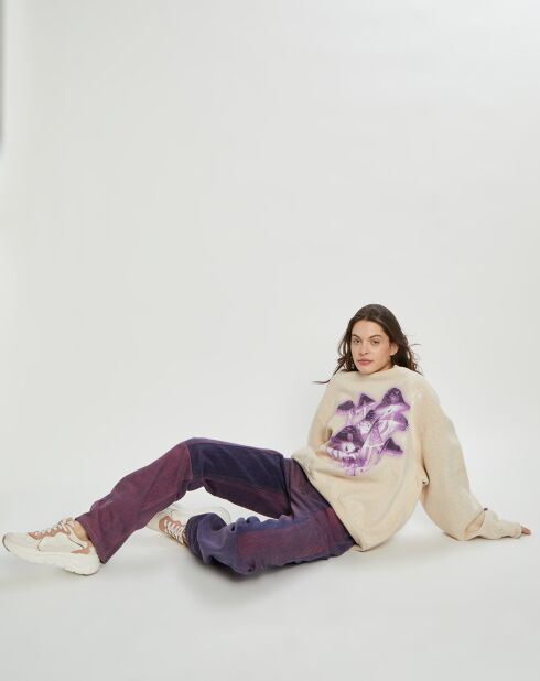 Sweat Fa-Ux imprimé beige/violet