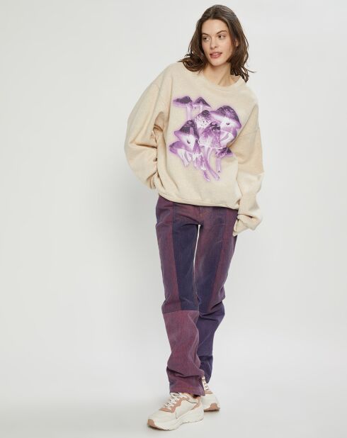 Sweat Fa-Ux imprimé beige/violet