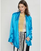 Chemise ouverte en Satin Wrap bleue