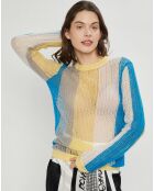 Pull fin ajouré en Mohair & Laine mélangés Fishnet multicolore