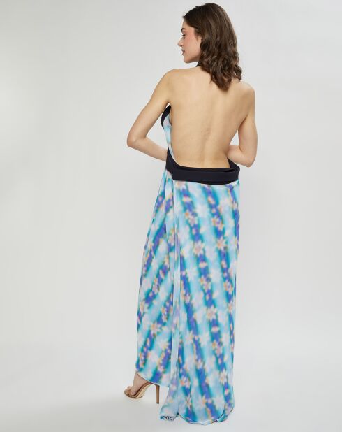 Robe en Crepon Wrap imprimée bleue
