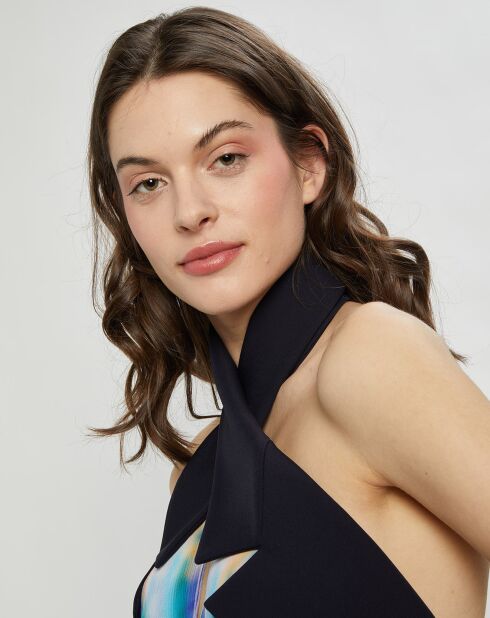 Robe en Crepon Wrap imprimée bleue