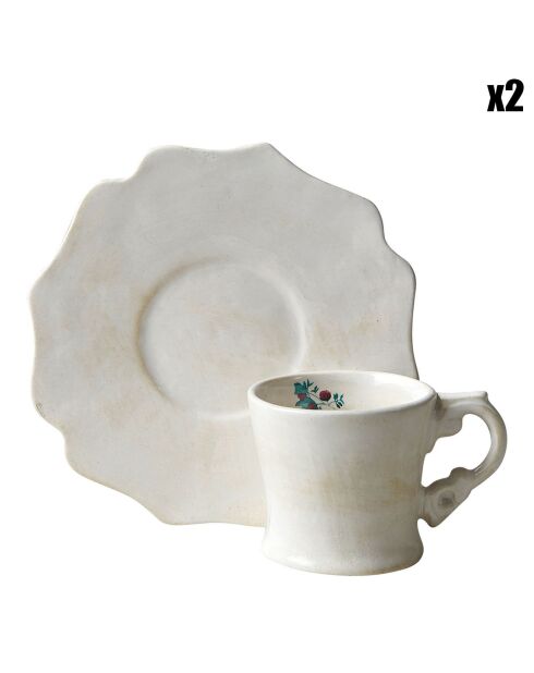 2 Tasses à café Rêve de Chine blanches - 7.2x5.5x9.5 cm