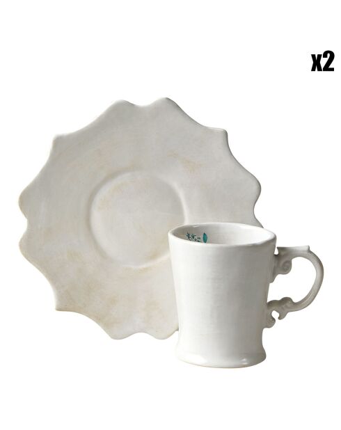 2 Tasses à thé Rêve de Chine blanches - 10.8x7x17 cm