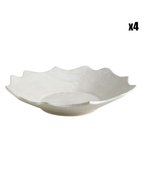 4 Coupes festonnées petit modèle Rêve de Chine blanche - D.20 cm