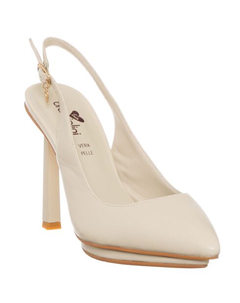Ecrufarbene Slingbacks von Fao - 11 cm Absatz