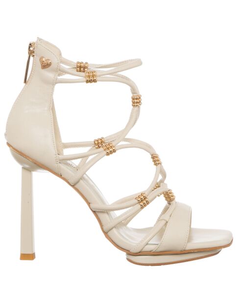 Beige/gouden Doha-sandalen - hak van 11 cm