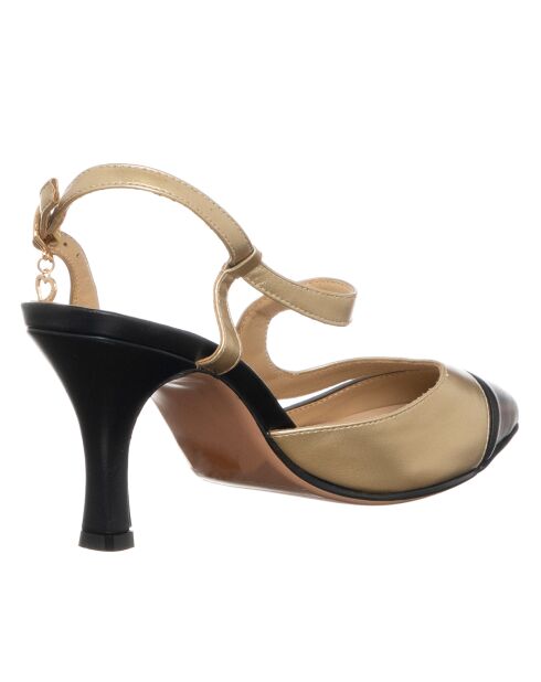 Slingbacks Luna noir/doré - Talon 8 cm