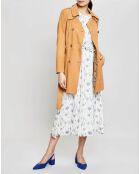 Trench en Velours de Cuir de Chèvre Corelie cognac