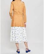 Trench en Velours de Cuir de Chèvre Corelie cognac