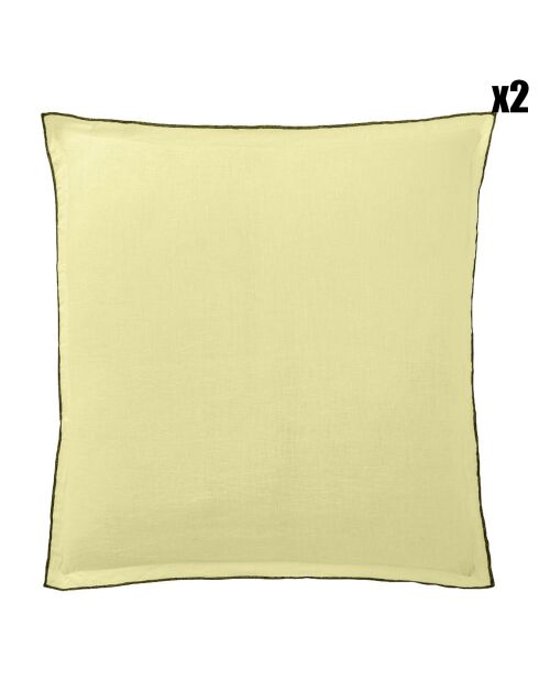 2 Taies d'oreiller en Lin lavé Beurre jaunes