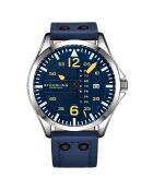 Montre Homme en Cuir Quartz Aviator bleue