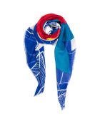 Carré 100% Coton Bio Tulipe bleu - 130x130 cm