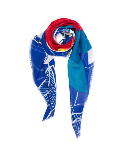 Carré 100% Coton Bio Tulipe bleu - 130x130 cm