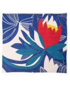Carré 100% Coton Bio Tulipe bleu - 130x130 cm