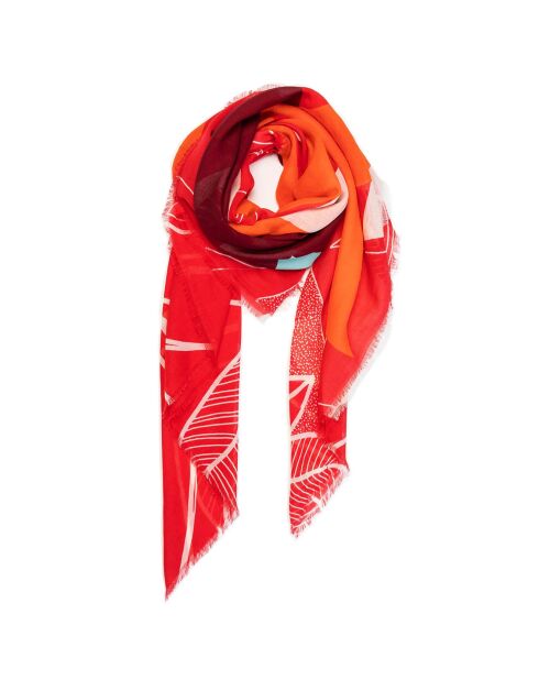 Carré 100% Coton Bio Tulipe rouge - 130x130 cm
