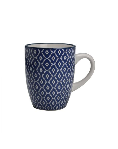 6 Majorelle Becher aus blau/weißem Porzellan, 500 ml
