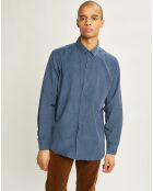 Chemise regular fit en Velours milleraies bleu moyen