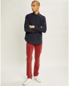 Pantalon chino regular en Velours côtelé rouge foncé