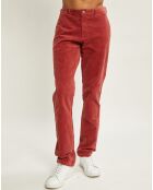 Pantalon chino regular en Velours côtelé rouge foncé