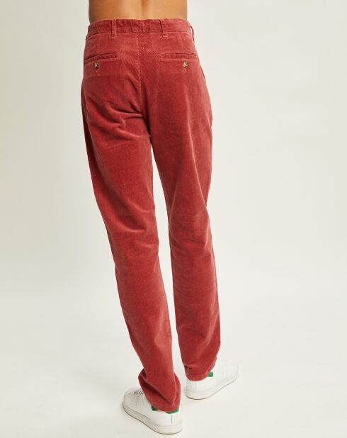 Pantalon chino regular en Velours côtelé rouge foncé