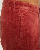 Pantalon chino regular en Velours côtelé rouge foncé