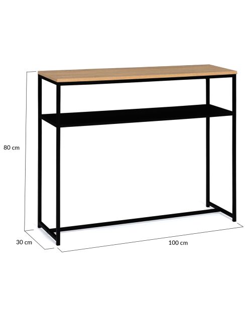 Console double liverpool bois/noir - 100x30x80 cm