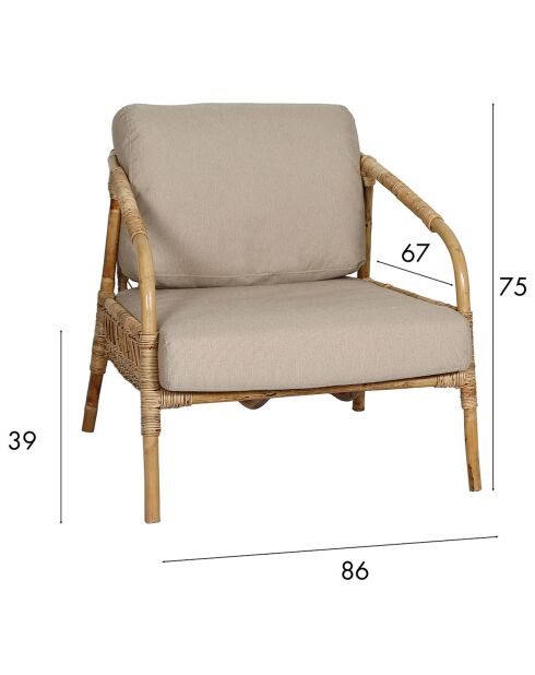 Fauteuil Manao beige - 86x67x75 cm