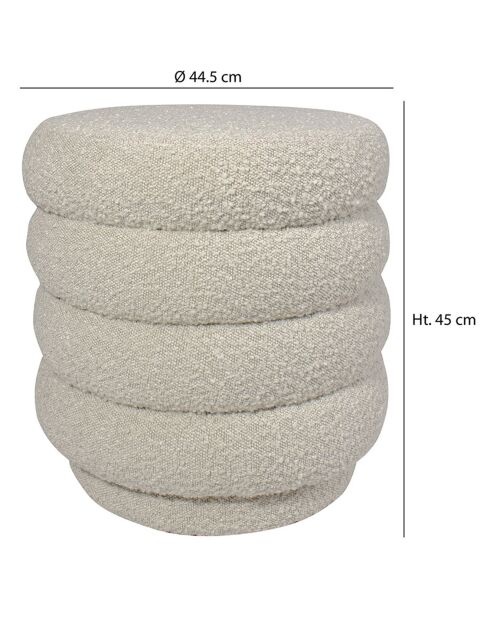 Pouf pivotant en Bouclette Linus beige - 44.5x44.5x45 cm