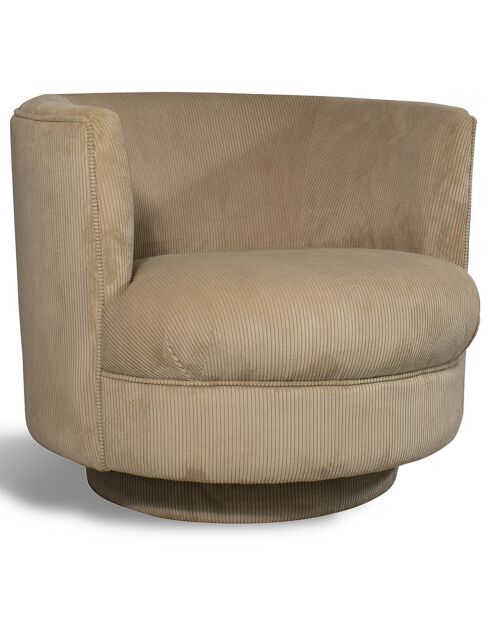 Fauteuil pivotant velours cotelé Sirk beige - 77x71x81 cm