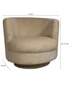 Fauteuil pivotant velours cotelé Sirk beige - 77x71x81 cm