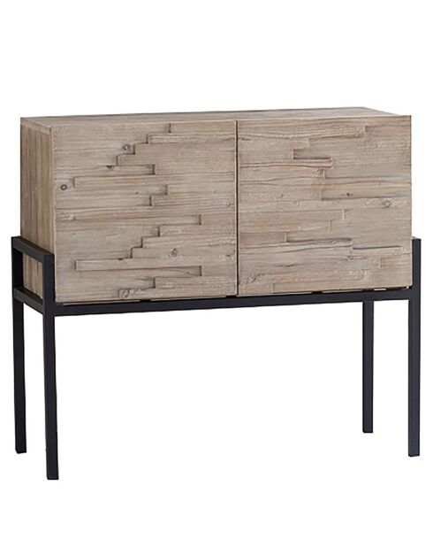 Buffet 2 portes en pin recyclé Kristen beige - 95x40x85 cm