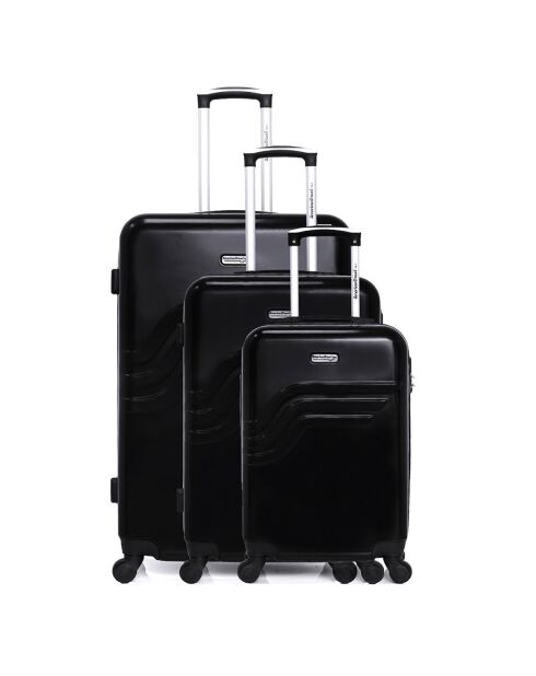 3 Valises 4 roues simples Detroit 75/65/55 cm noires