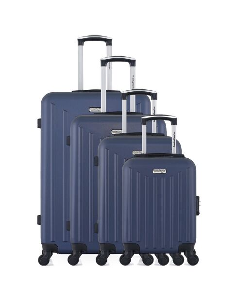 4 Brooklyn-M 75/65/55/46 cm eenvoudige koffers met 4 wielen marineblauw