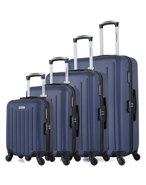 4 Brooklyn-M 75/65/55/46 cm eenvoudige koffers met 4 wielen marineblauw