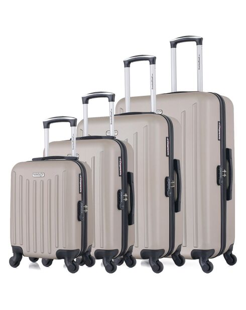 4 Brooklyn-M 75/65/55/46 cm gouden eenpersoons koffers met 4 wielen