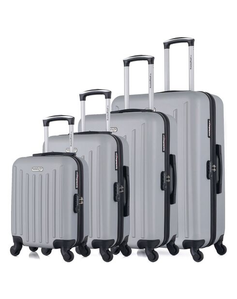4 Brooklyn-M 75/65/55/46 cm zilveren eenpersoons koffers met 4 wielen