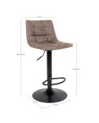 2 bruine microvezel barstoelen Middelfart - 43x43x88-108 cm