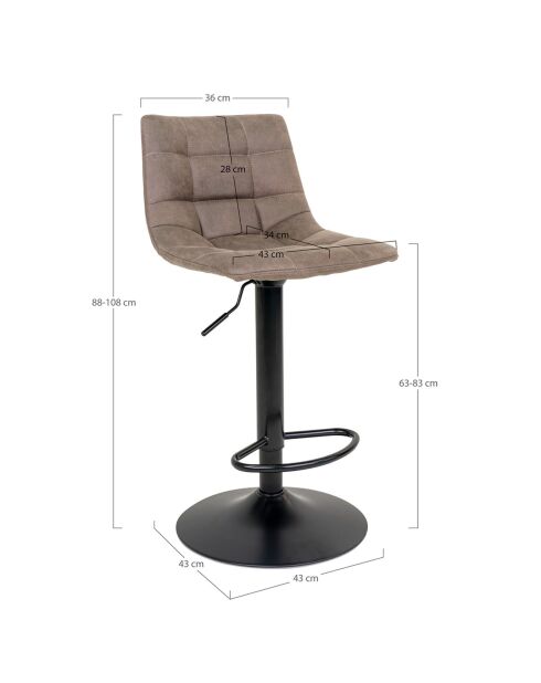 2 bruine microvezel barstoelen Middelfart - 43x43x88-108 cm