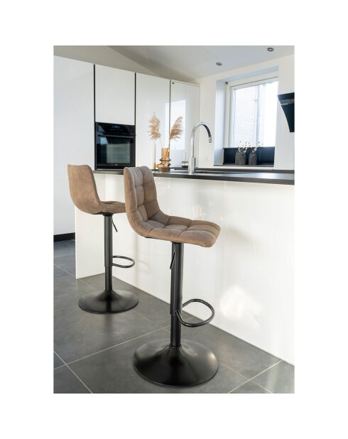 2 bruine microvezel barstoelen Middelfart - 43x43x88-108 cm