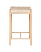 Tabouret haut en peuplier avec assise en osier Abano naturel - 42x42x66.5 cm