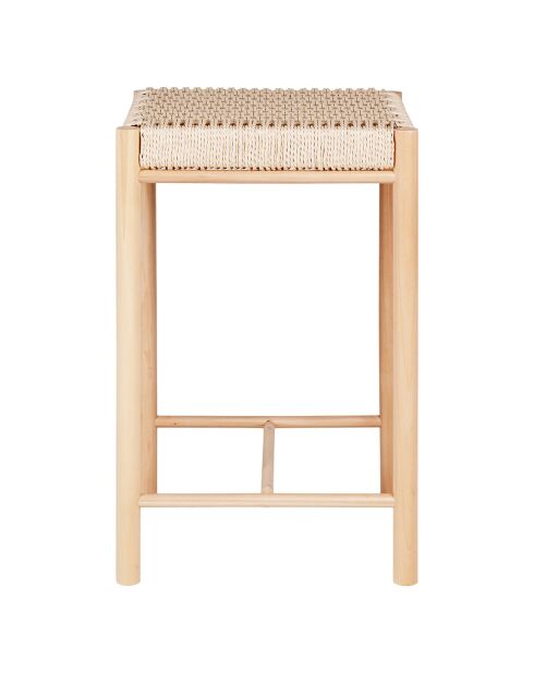 Tabouret haut en peuplier avec assise en osier Abano naturel - 42x42x66.5 cm