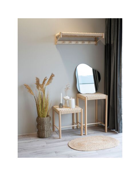 Tabouret haut en peuplier avec assise en osier Abano naturel - 42x42x66.5 cm