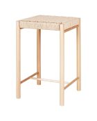 Tabouret haut en peuplier avec assise en osier Abano naturel - 42x42x66.5 cm