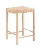 Tabouret haut en peuplier avec assise en osier Abano naturel - 42x42x66.5 cm