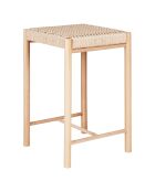 Tabouret haut en peuplier avec assise en osier Abano naturel - 42x42x66.5 cm