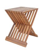 Tabouret en bois de teck Erto naturel - 40x35x45 cm