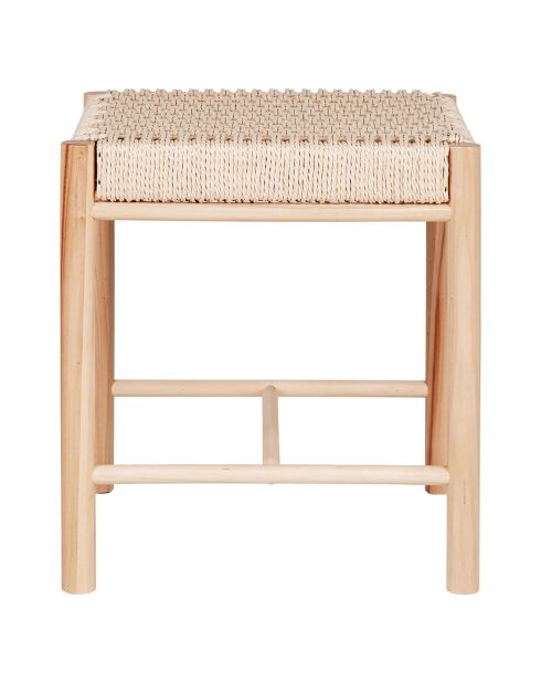 Tabouret en peuplier avec assise en osier Abano naturel - 42x42x46.5 cm