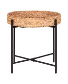 Table d'appoint en métal et jacinthe d'eau Naro noir/naturel - D.50x48.5 cm